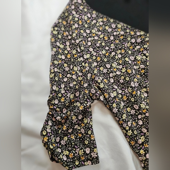 Lauren Conrad Womens Black Floral Short Sleeve V-Neck A Line Dress Size Small - Picture 3 of 11